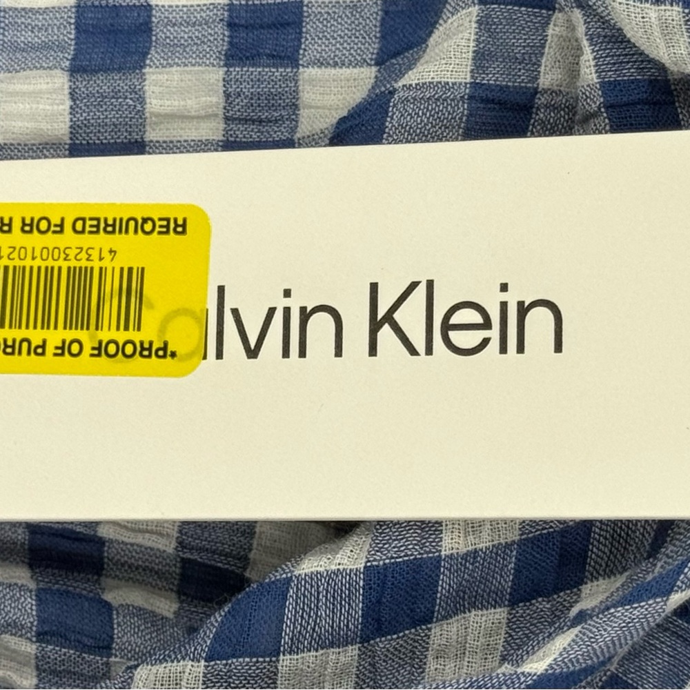 Calvin Klein Blue and White Gingham Peasant Blouse - Picture 8 of 10